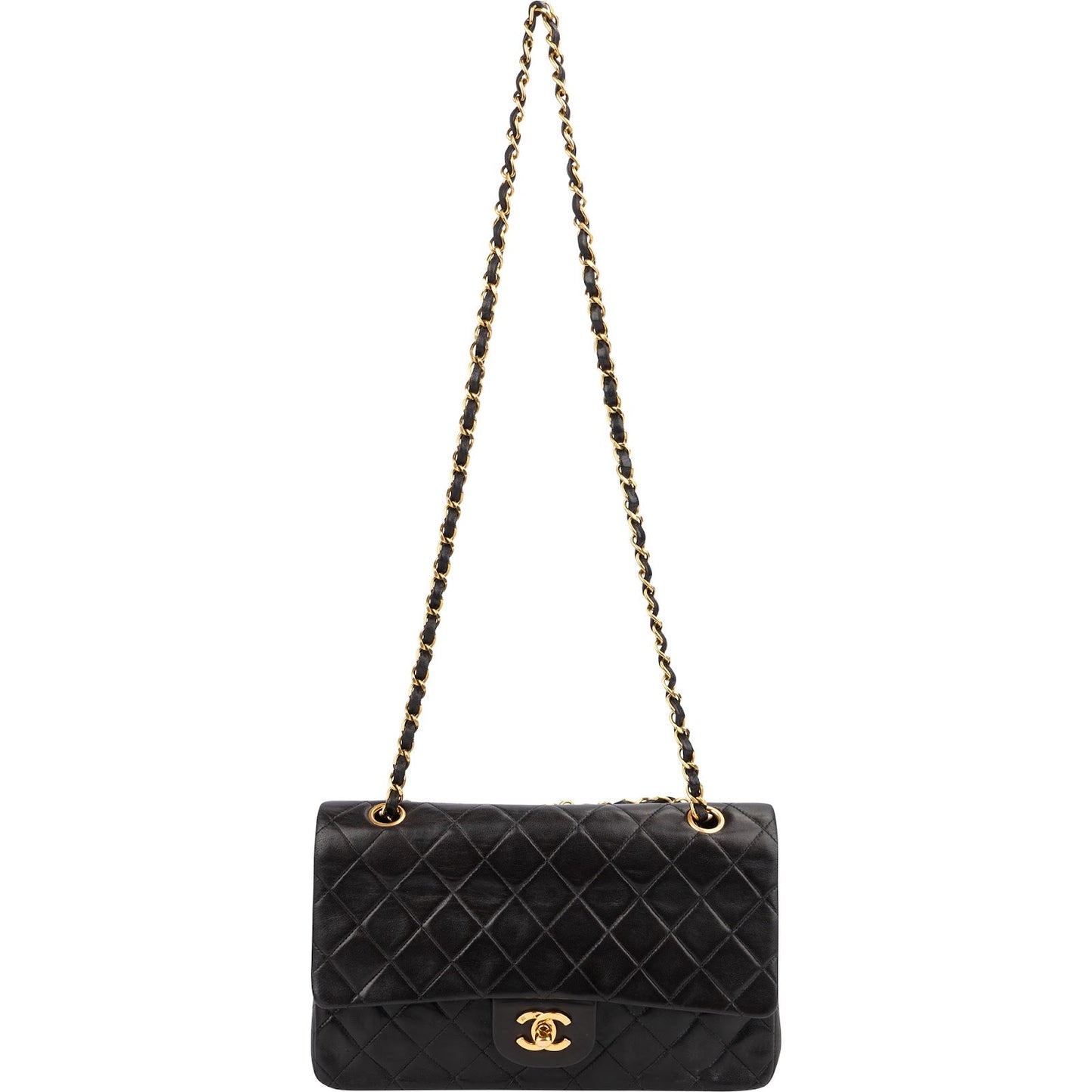 Chanel Quilted Lambskin Medium 24K Gold Double Flap Shoulder Bag