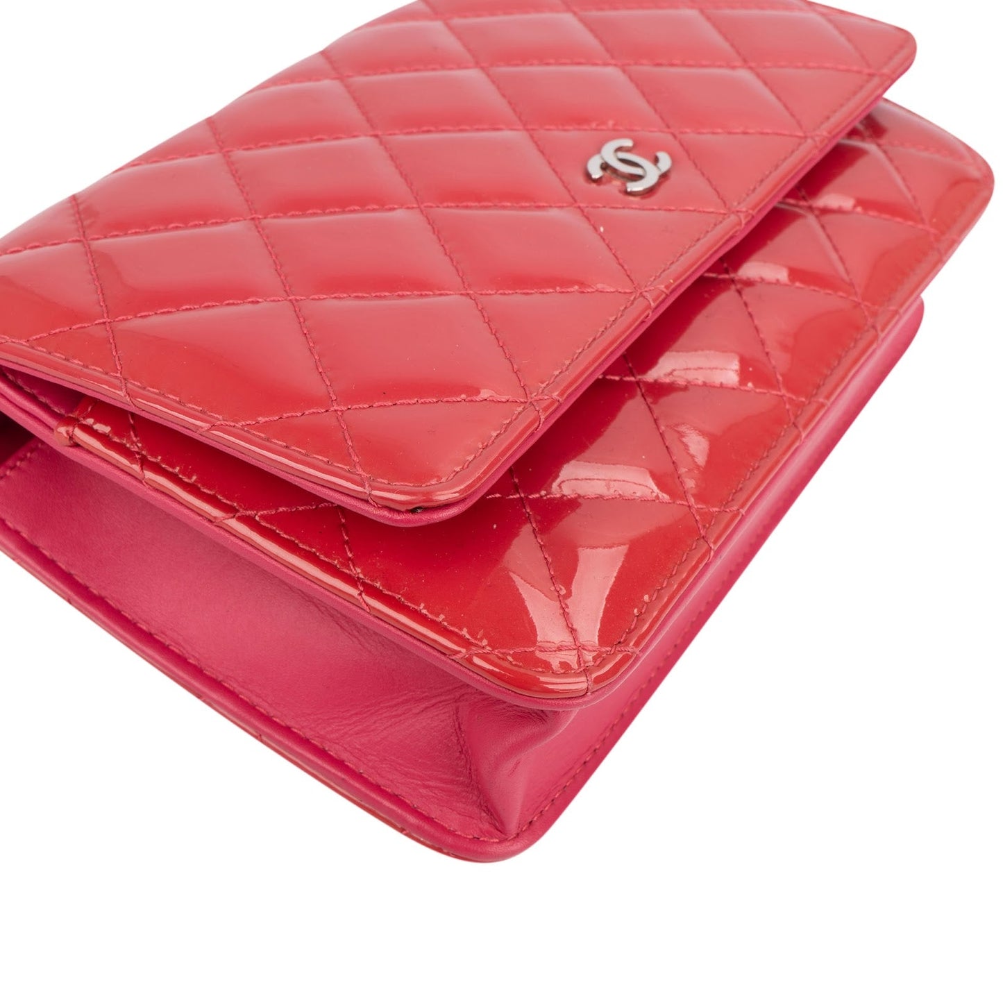 Chanel Quilted Patent Leather Wallet On Chain Crossbody Bag