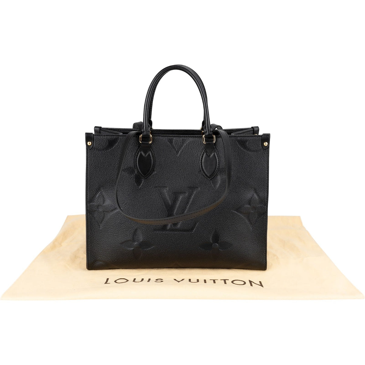 Louis Vuitton Noir Monogram Empreinte Leather OnTheGo MM Shoulder Bag
