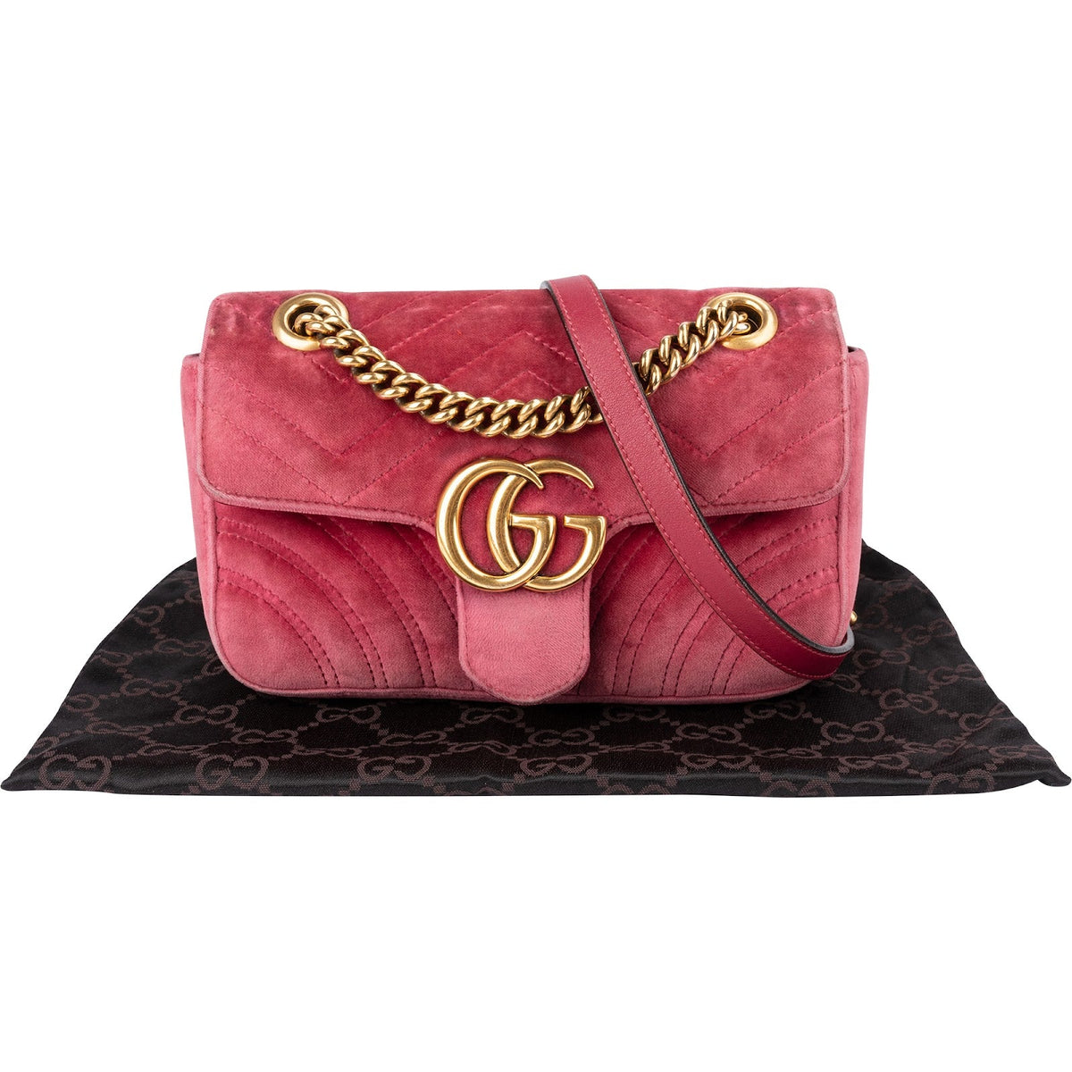 Gucci Matelassé Velvet GG Marmont Small Crossbody Bag
