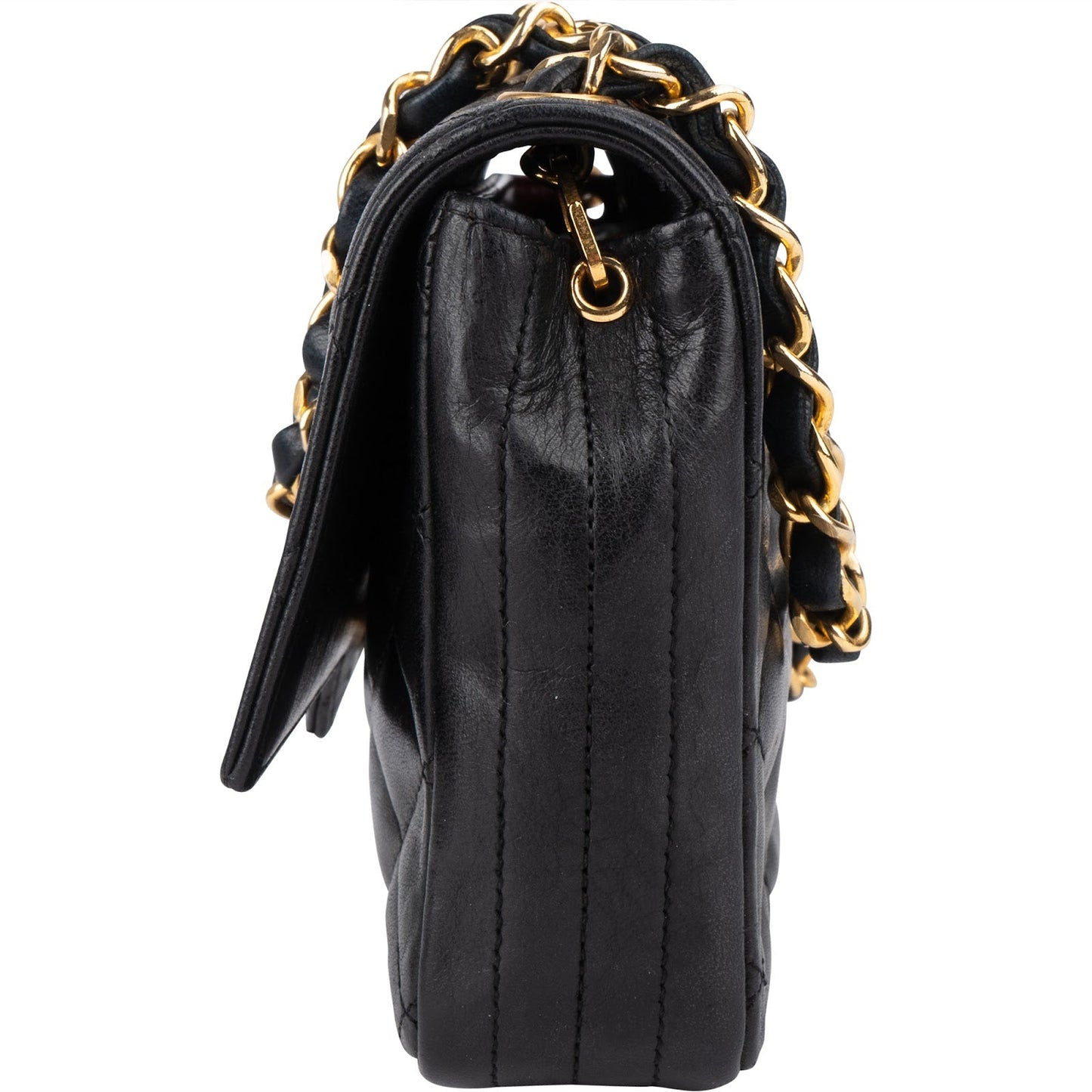 Chanel Quilted Lambskin 24K Gold Single Flap Crossbody Bag