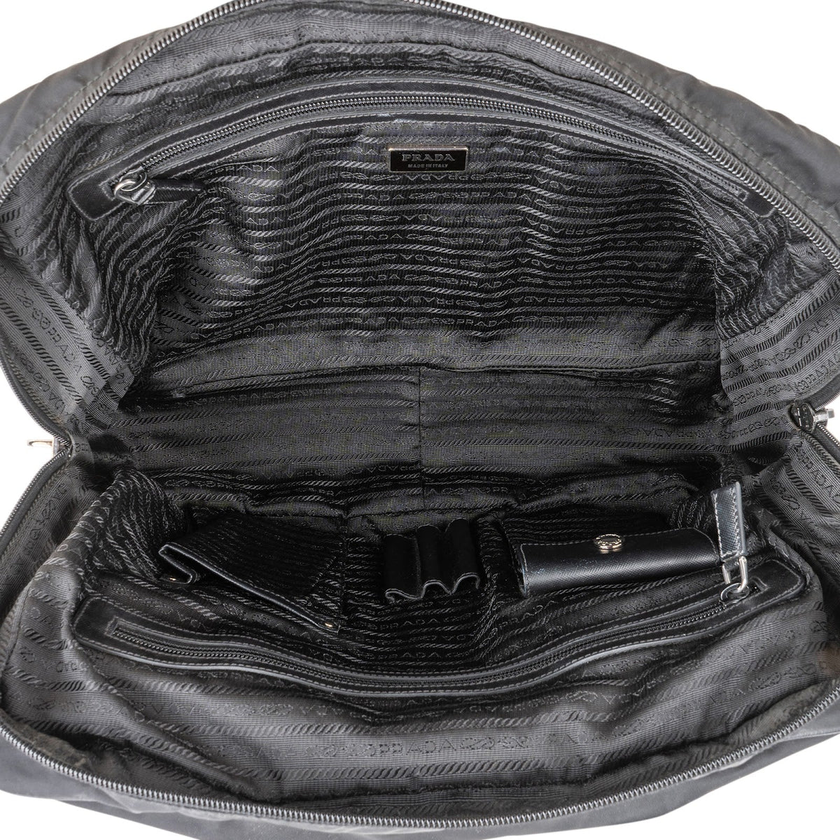 Prada Tessuto Saffiano Leather Triangle Briefcase Handbag