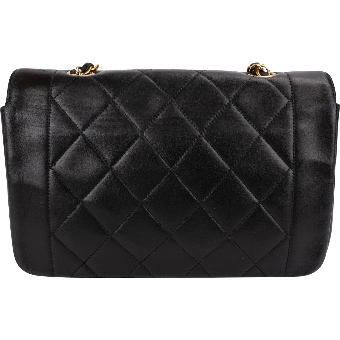 Chanel Quilted Lambskin 24K Gold Diana Single Flap Crossbody Bag