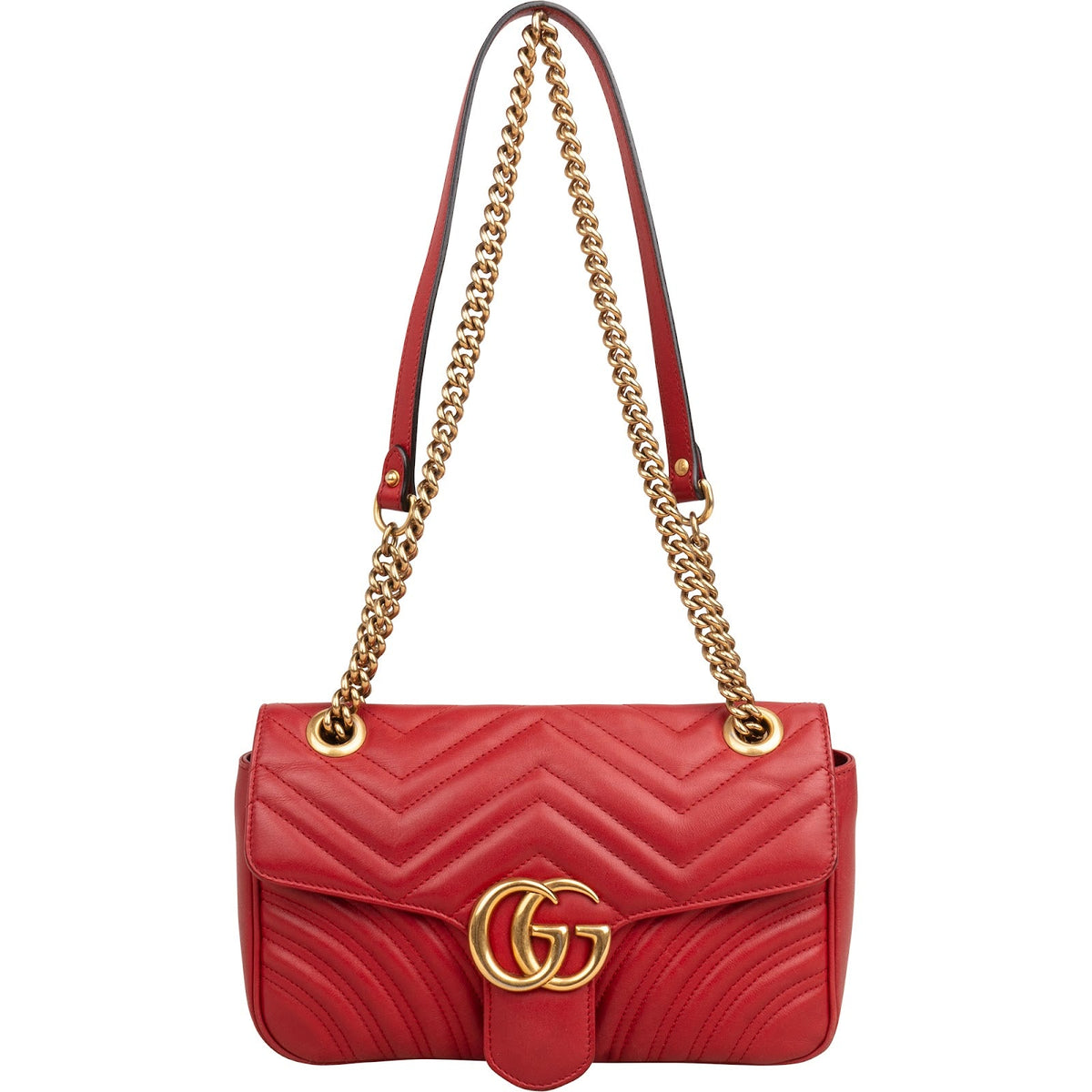 Gucci Chevron Matelassé Leather GG Marmont Medium Shoulder Crossbody Bag
