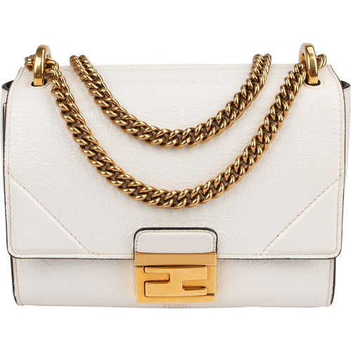 Fendi Blanco Patent Leather Kan U Flap Crossbody Bag