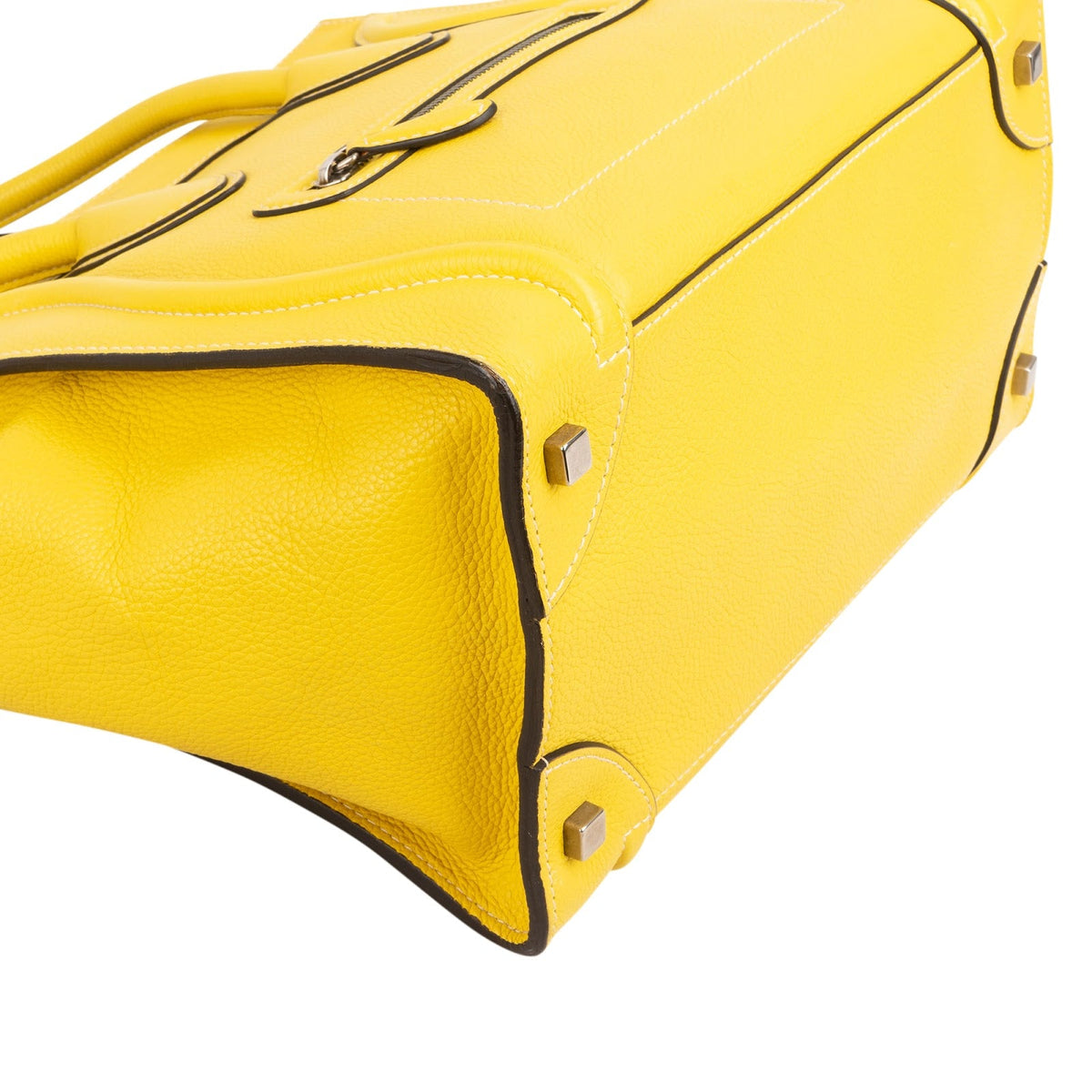 Celine Yellow Drummed Calfskin Luggage Tote Handbag