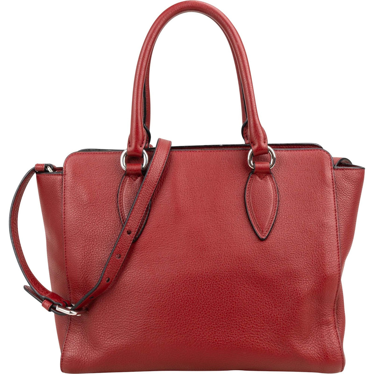 Prada Red Vitello Daino Leather Tote Handbag