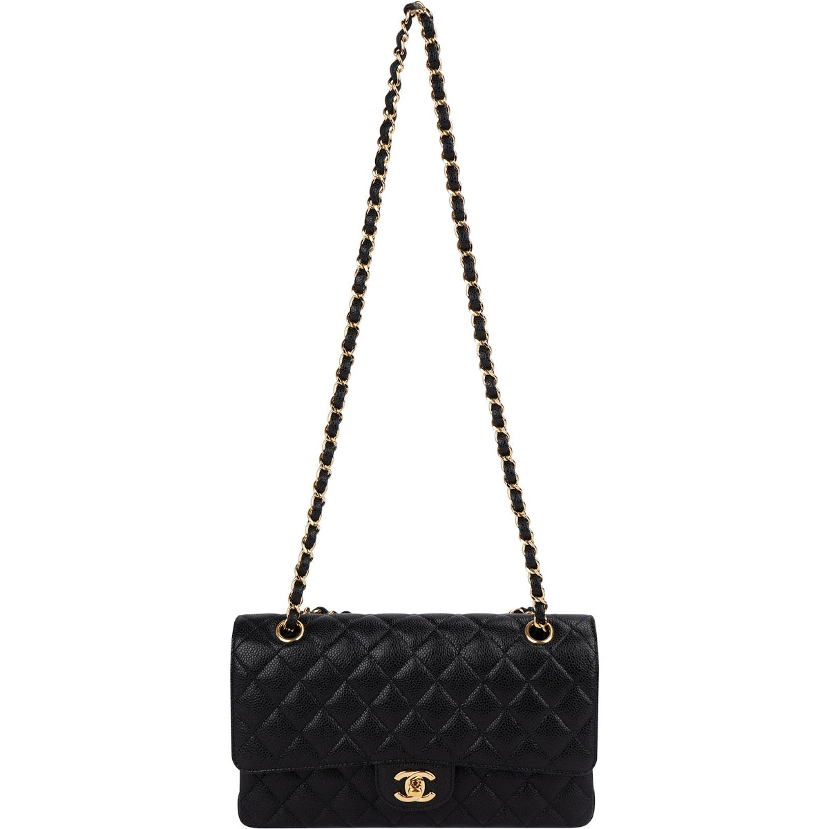 Chanel Quilted Caviar Leather Medium Double Flap Shoulder Bag