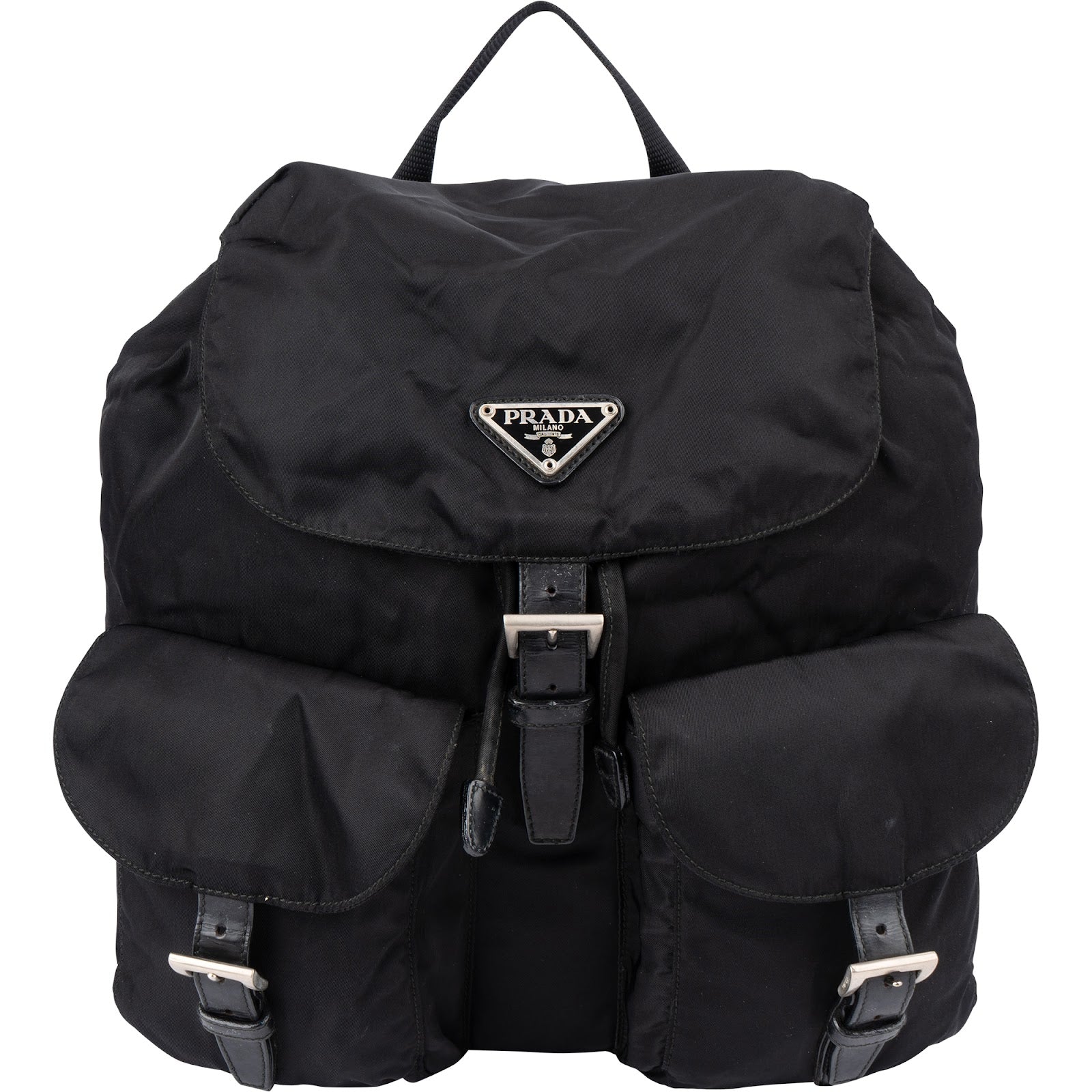 Prada Black Nylon Triangle Backpack