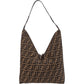 Fendi Monogram FF Zucca Canvas Diagonal Triangle Zip Large Shoulder Bag