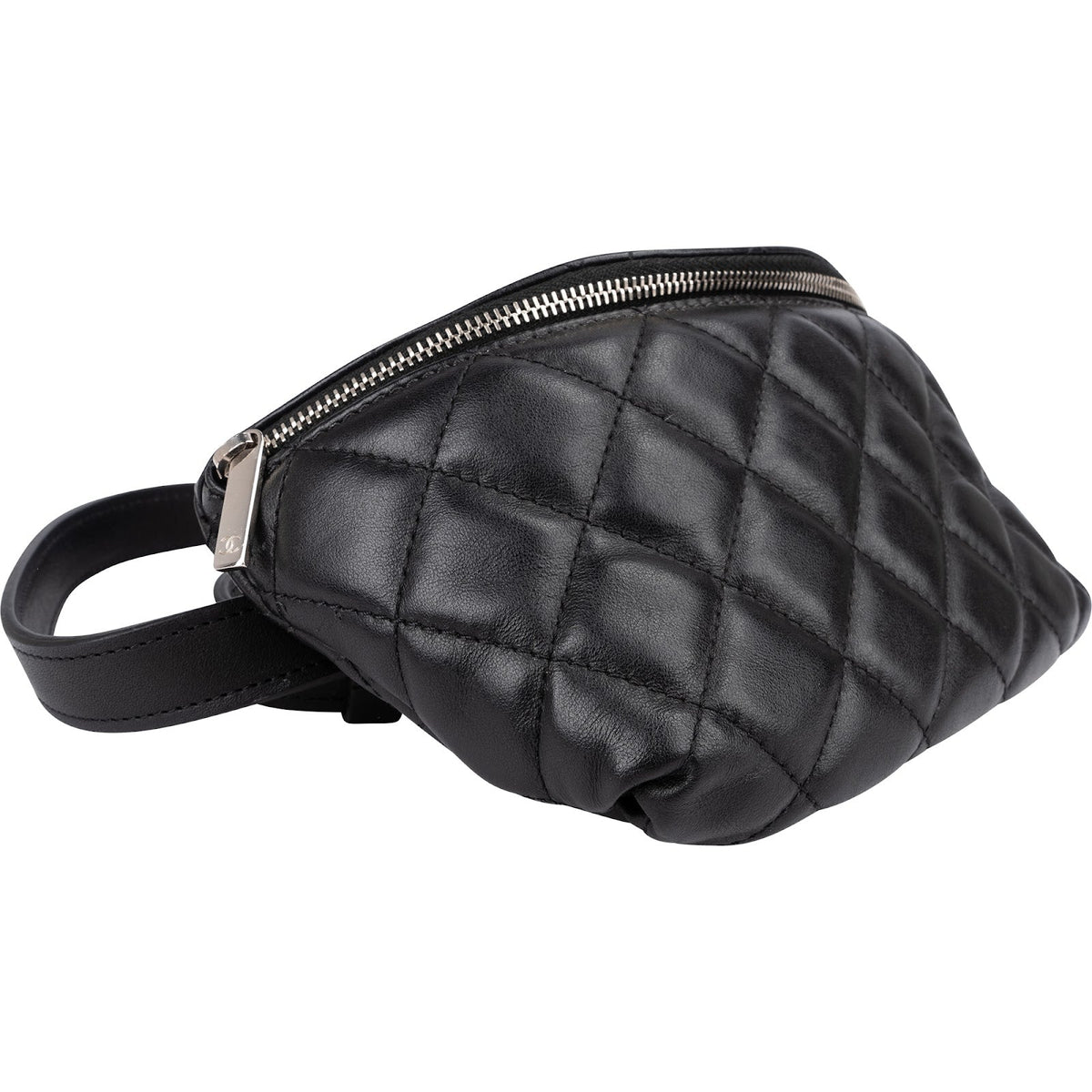 Chanel Uniform Belt Bag aus schwarzem gestepptem Lammleder – Ansicht 7