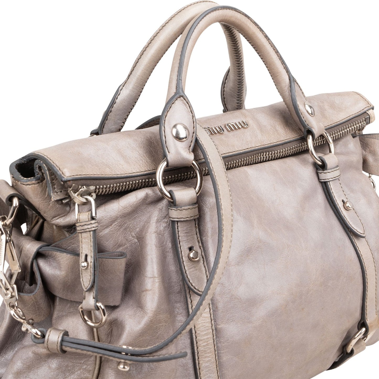 Miu Miu Vitello Lux Leather Bow Handbag