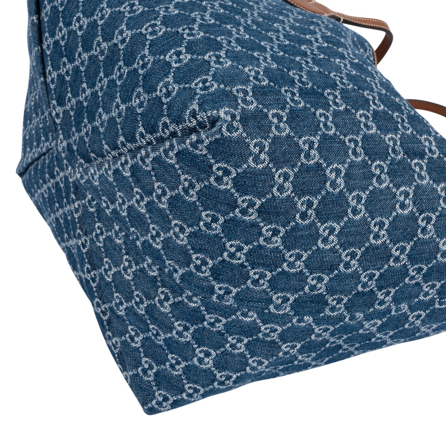 Gucci Monogram Denim GG Tote Shoulder Bag