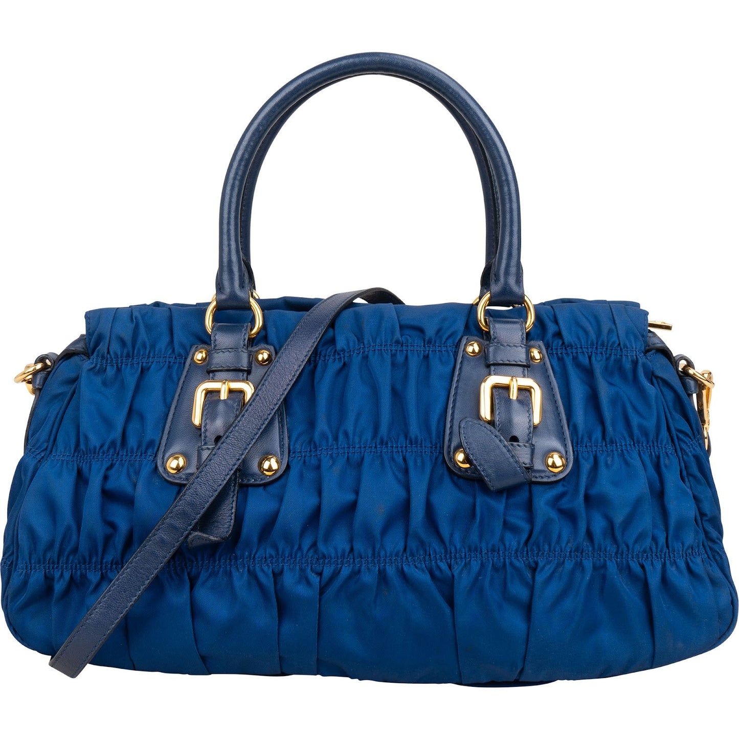Prada Blue Tessuto Gaufre Satchel Handbag