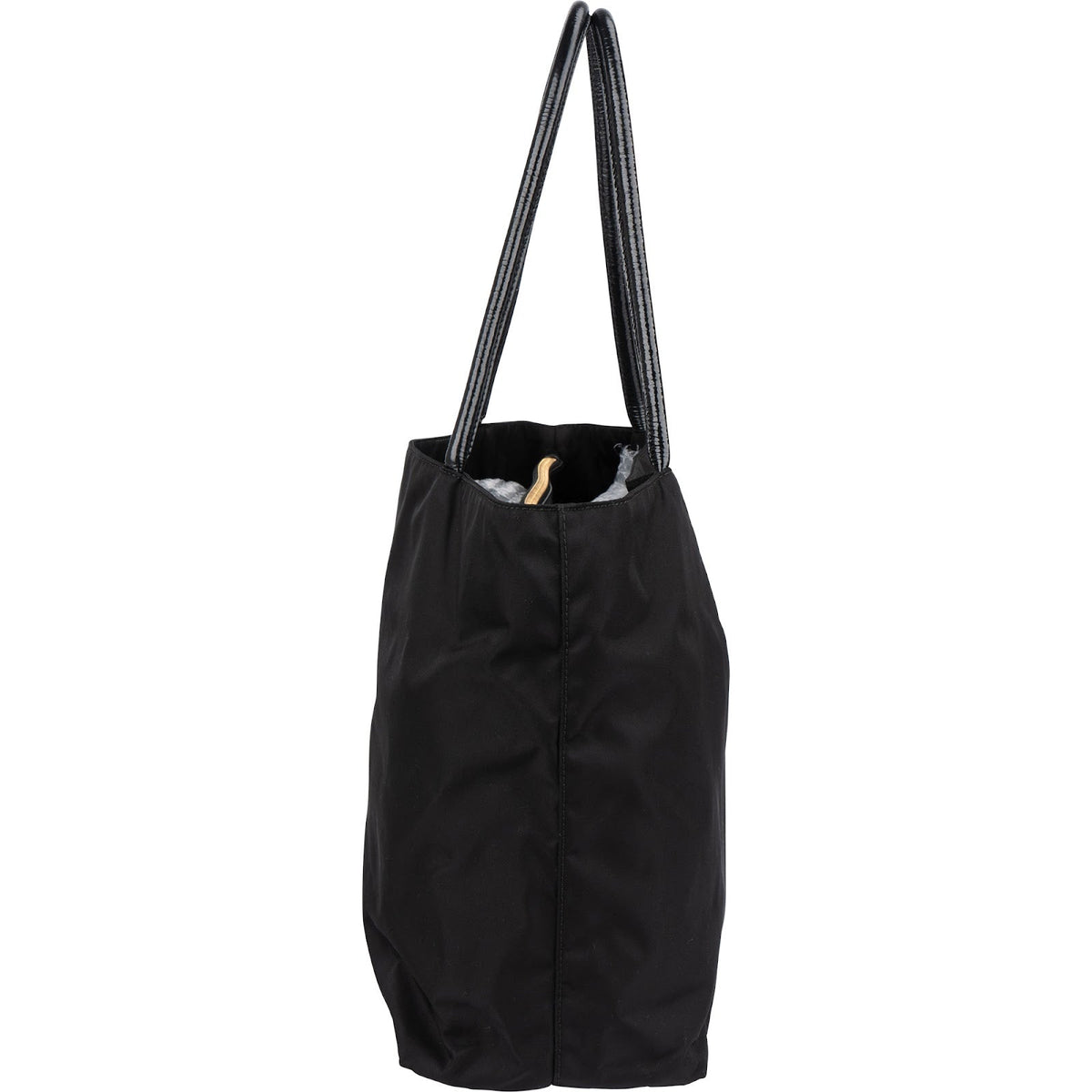 Prada Tessuto Nylon Patent Leather Handle Tote Shoulder Bag