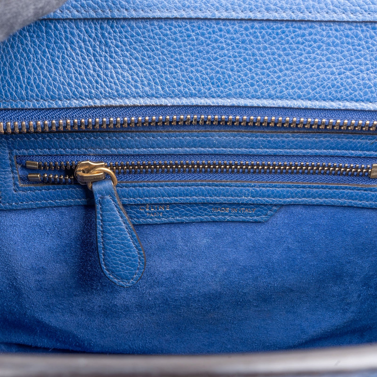 Céline Micro Luggage aus blauem Drummed-Kalbsleder – Ansicht 9
