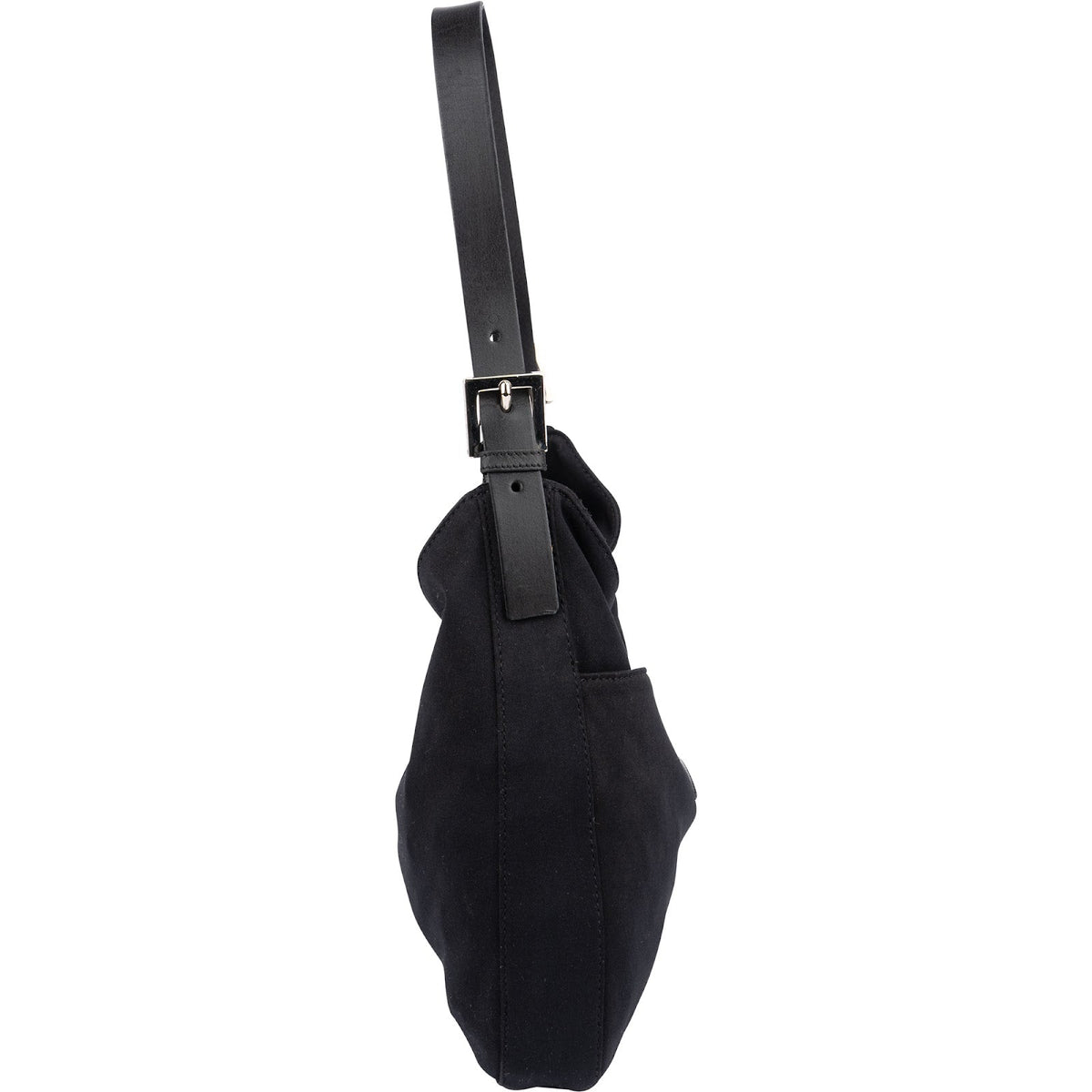 Fendi Black Cotton Baguette Buckel Shoulder Bag