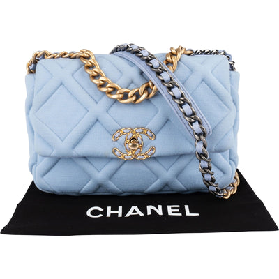 Chanel 19 Quilted Cotton Single Flap Crossbody Bag