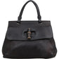 Gucci Bamboo aus schwarzem genarbtem Leder – Vorderansicht