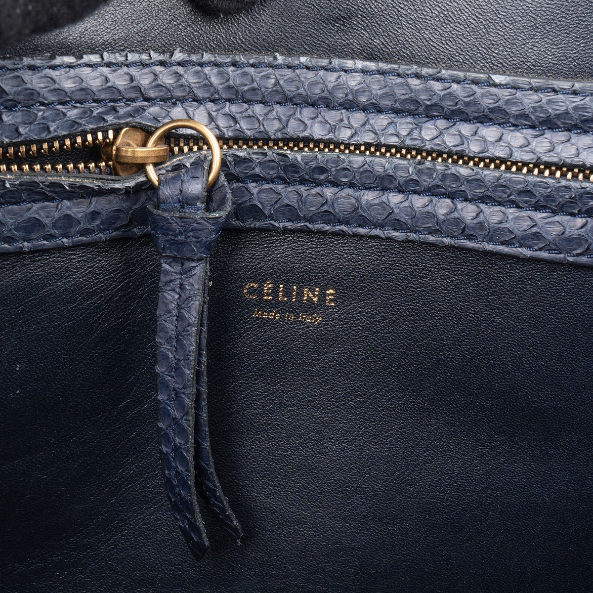 Celine Bleu Python Leather Phantom Handbag