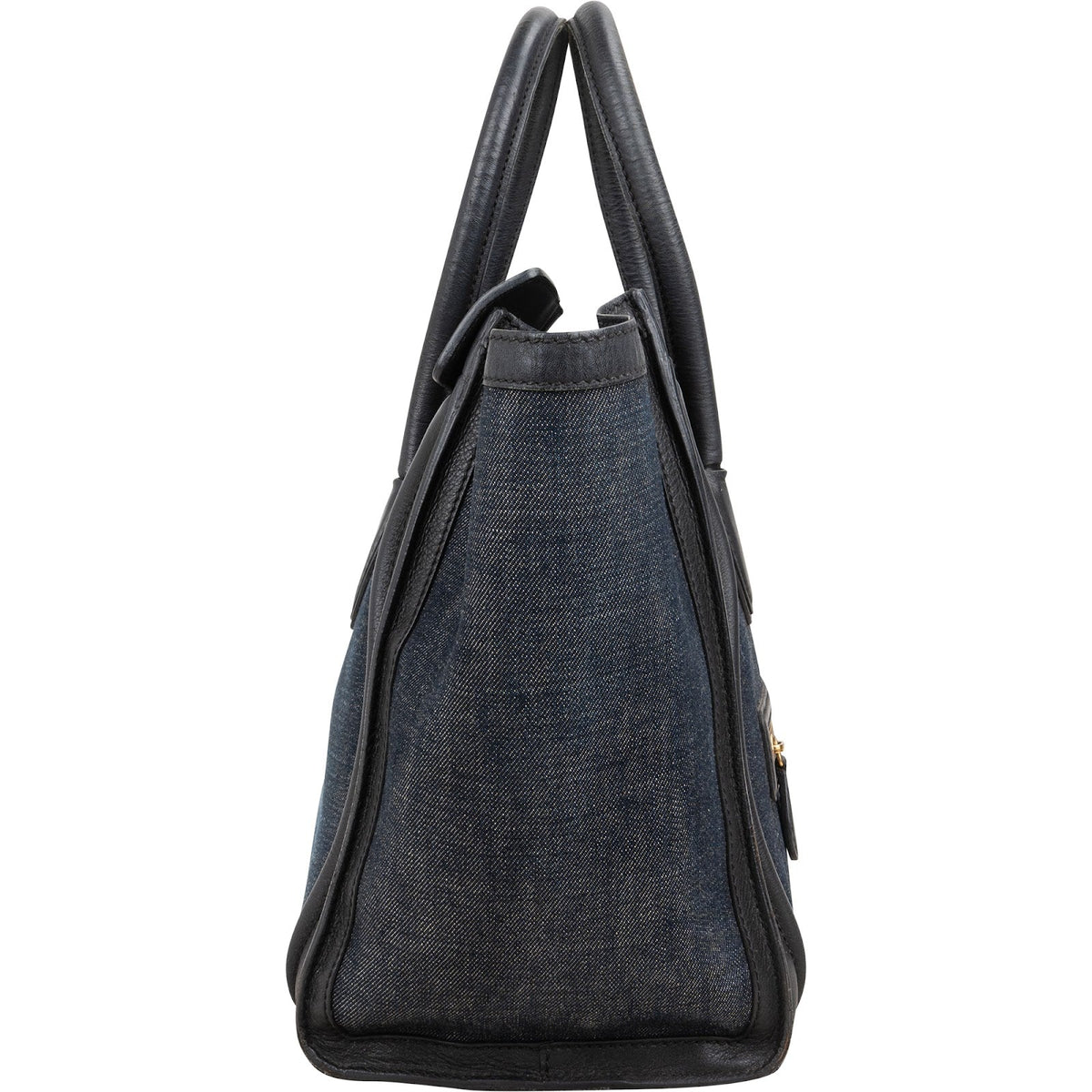 Celine Luggage Tote aus Denim und Leder – Ansicht 3