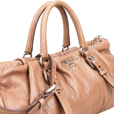 Prada Gaufre Leather Bauletto  Handbag