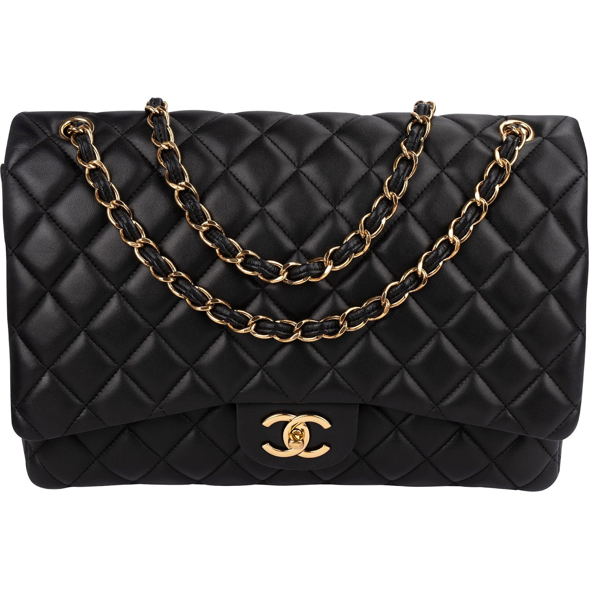Chanel Quilted Lambskin Maxi Double Flap Crossbody Bag