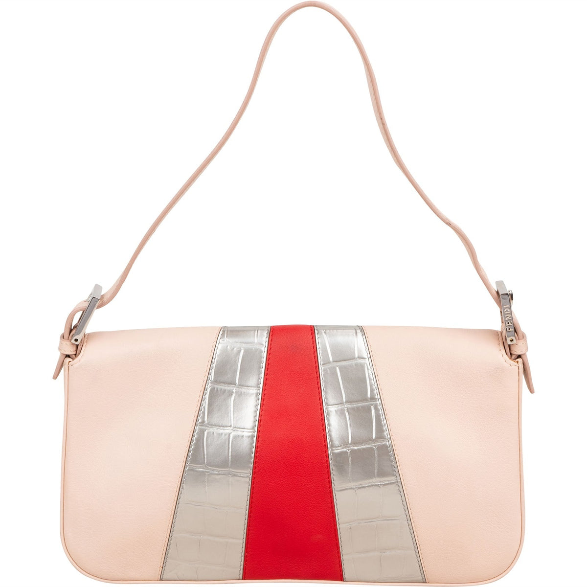 Fendi Tricolor Leather Fur Monster Baguette Shoulder Bag
