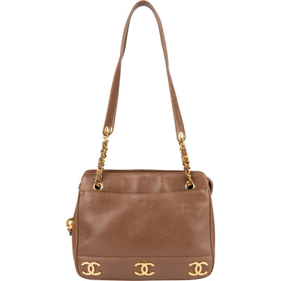 Chanel Caviar Leather Triple CC Tote Shoulder Bag