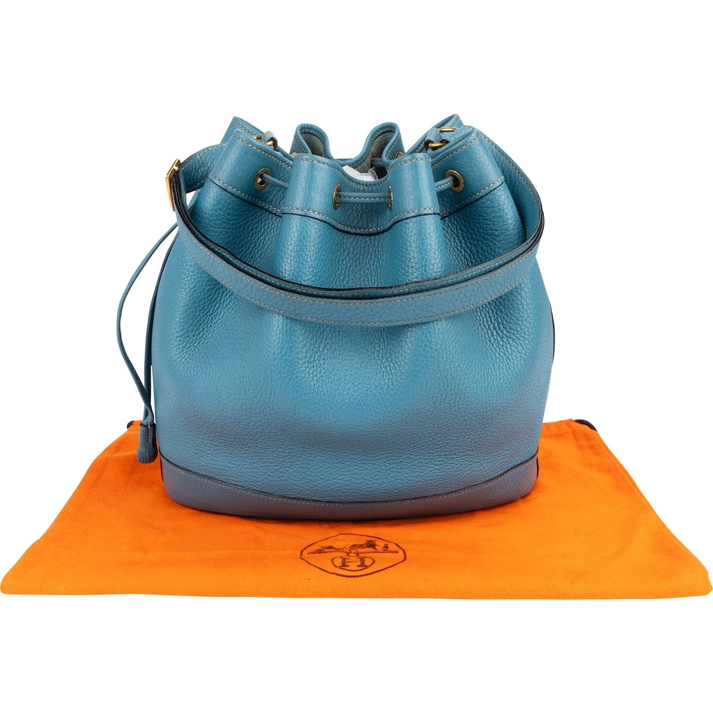 Hermès Blue Jean Togo Leather Market Bucket Shoulder Bag