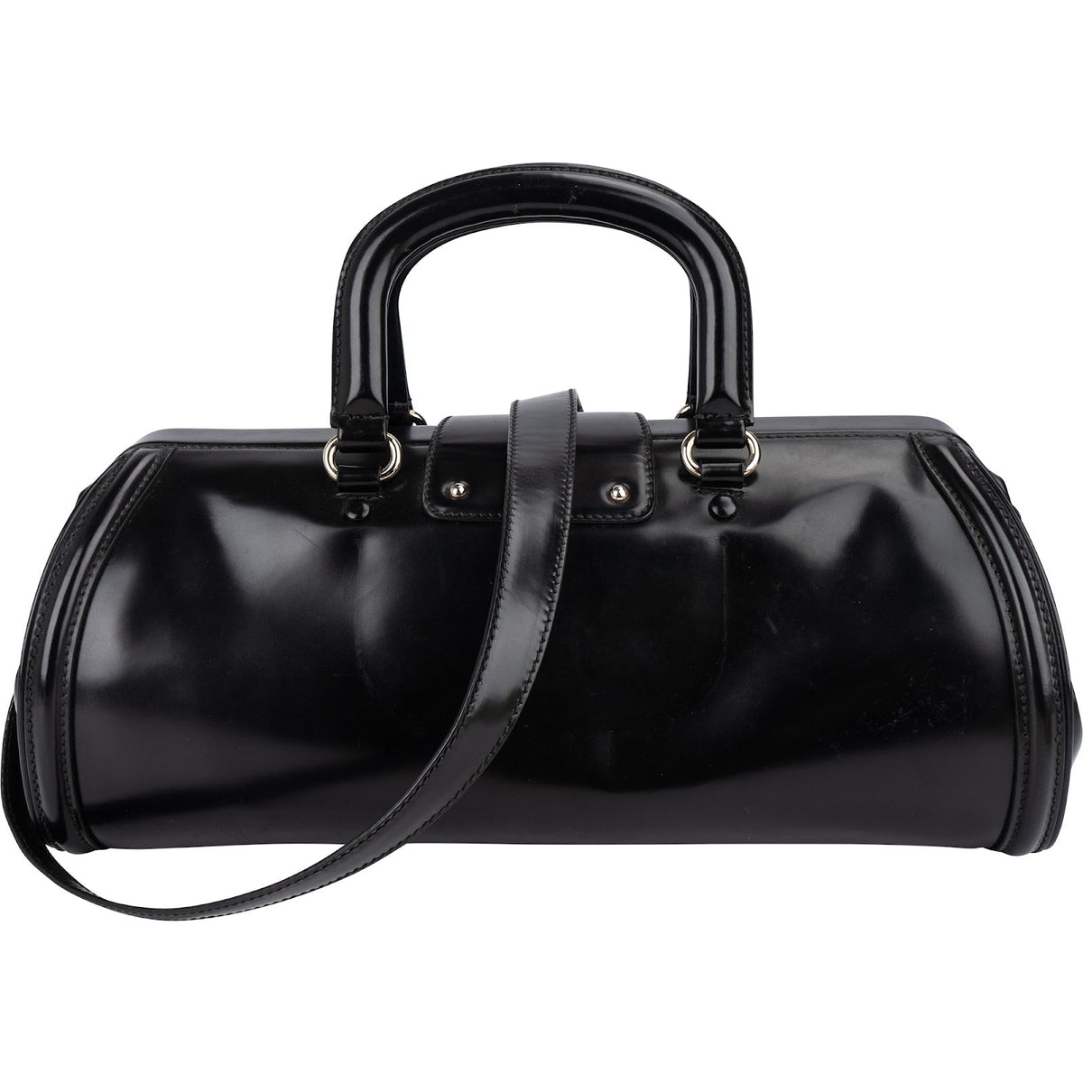 Miu Miu Spazzolato Leather Doctor Style Buckle Handbag