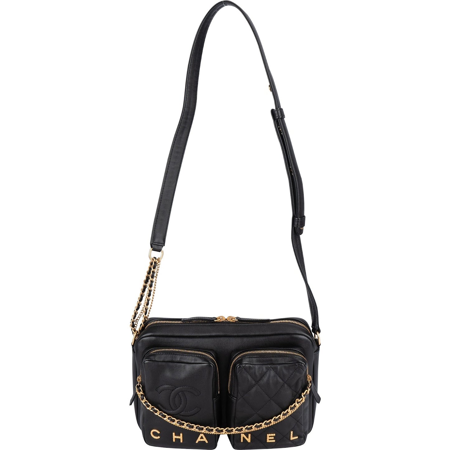 Chanel Quilted Lambskin CC Multi-Pocket Camera Crossbody Bag