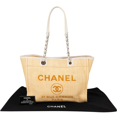 Chanel Raffia Deauville Tote Shoulder Bag