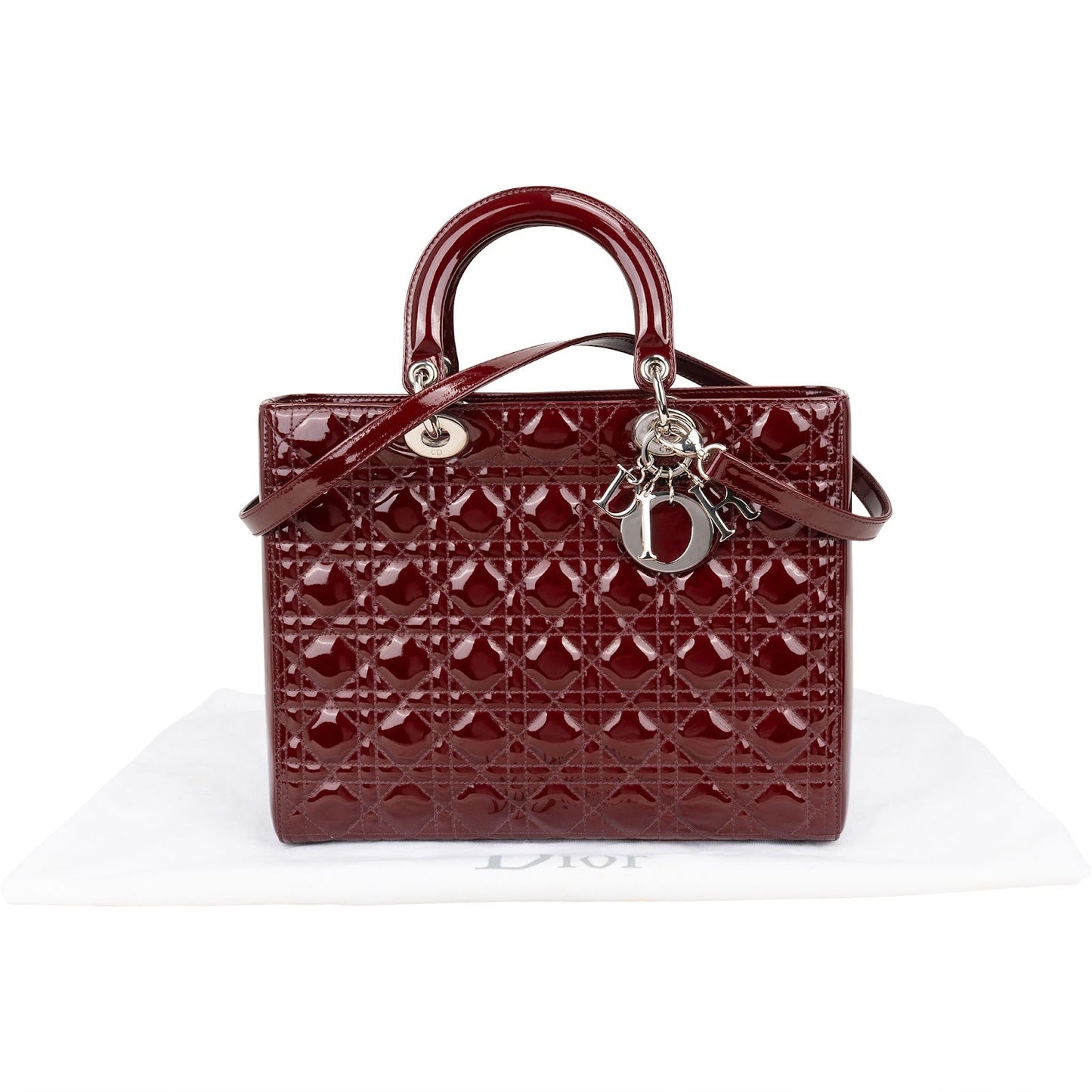 Christian Dior Quilted Patent Leather Lady Dior Handbag