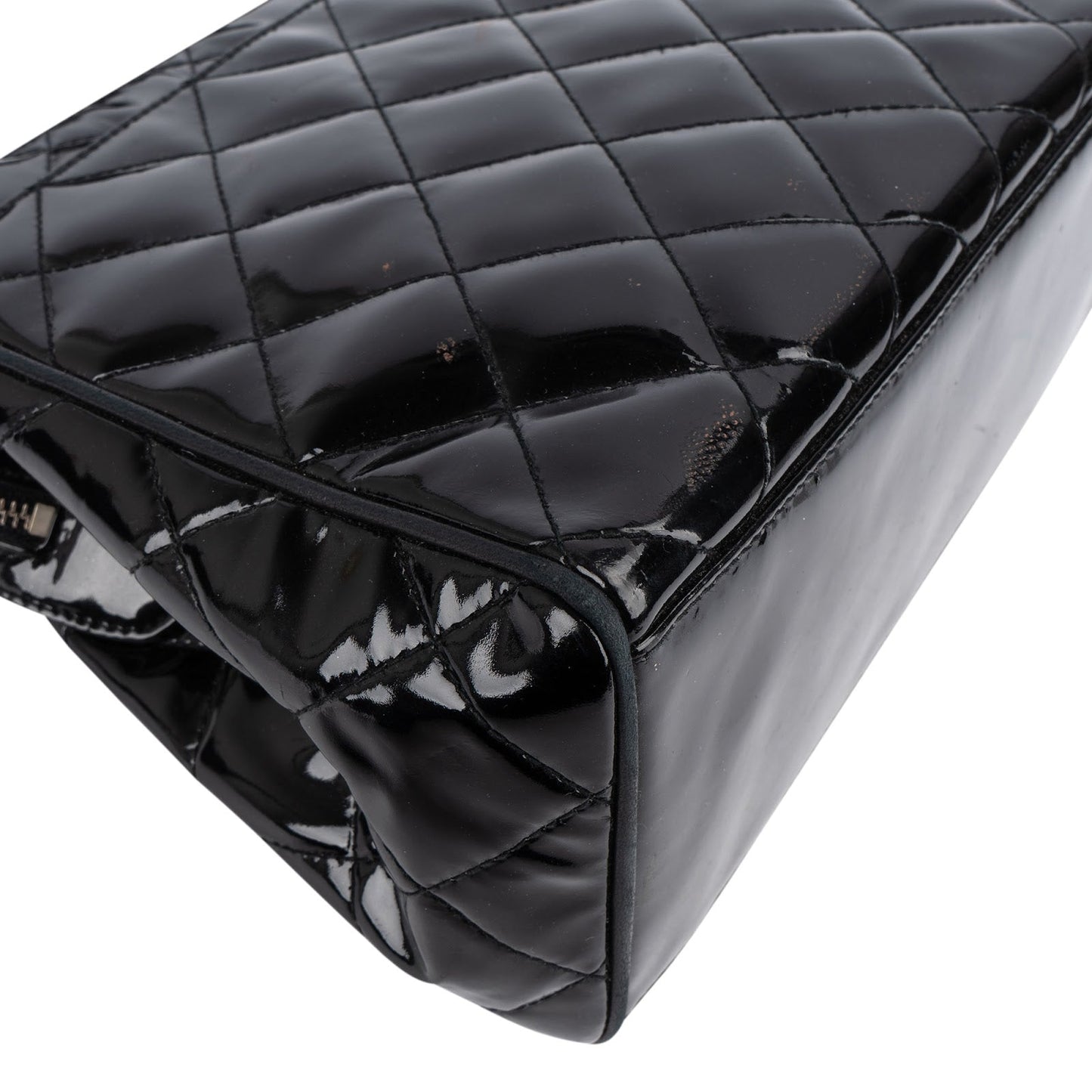 Chanel Quilted Patent Leather CC Small Tote Handbag