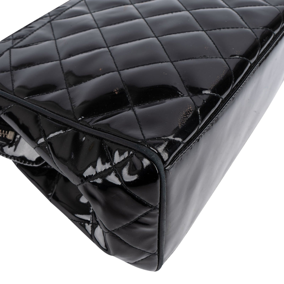 Chanel Quilted Patent Leather CC Small Tote Handbag