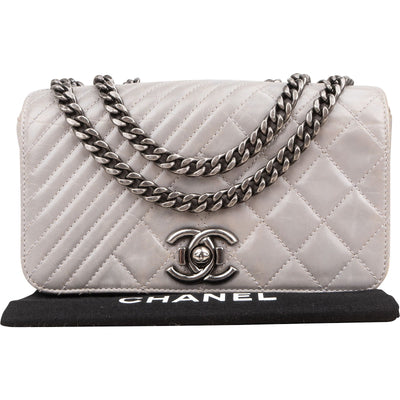 Chanel Aged Quilted Calfskin Coco Boy Single Flap Crossbody Bag