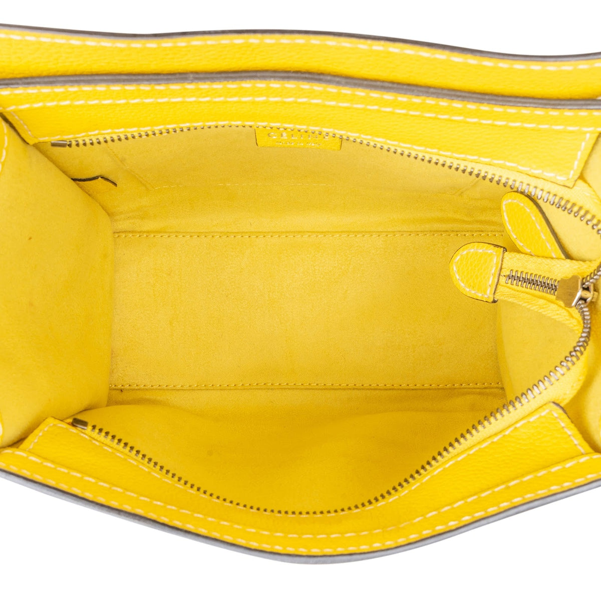 Céline Yellow Grained Leather Luggage Nano Crossbody Handbag
