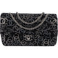 Chanel Sequin Embellished Woven CC Medium Double Flap Shoulder Bag