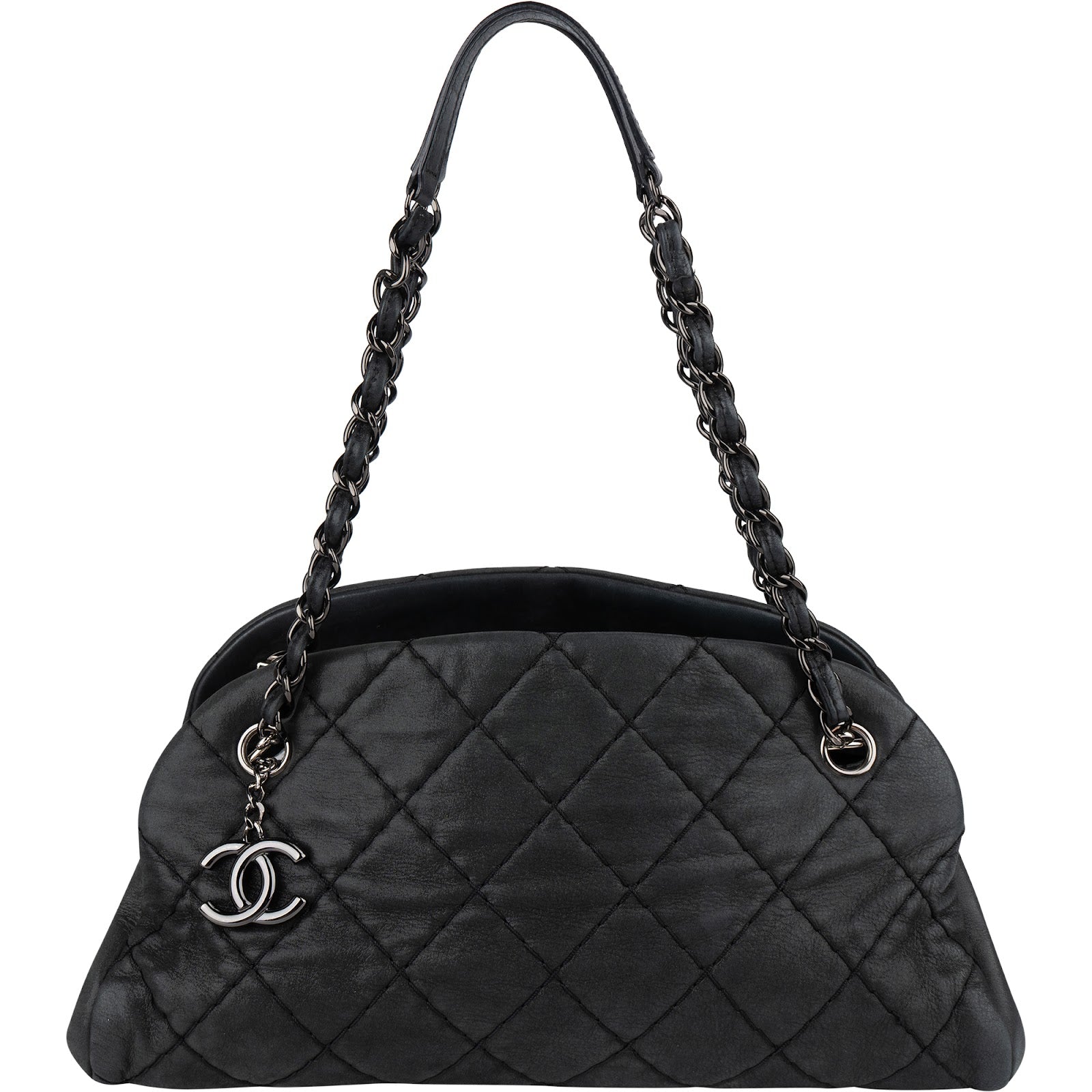 Chanel Quilted Iridescent Calfskin Just Mademoiselle Bowling CC Shoulder Bag
