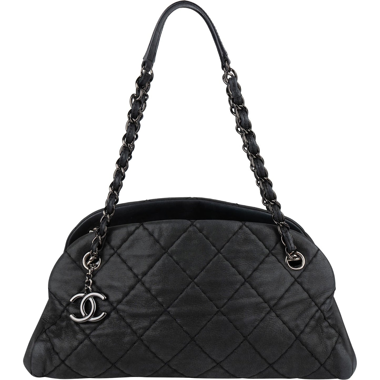 Chanel Quilted Iridescent Calfskin Just Mademoiselle Bowling CC Shoulder Bag