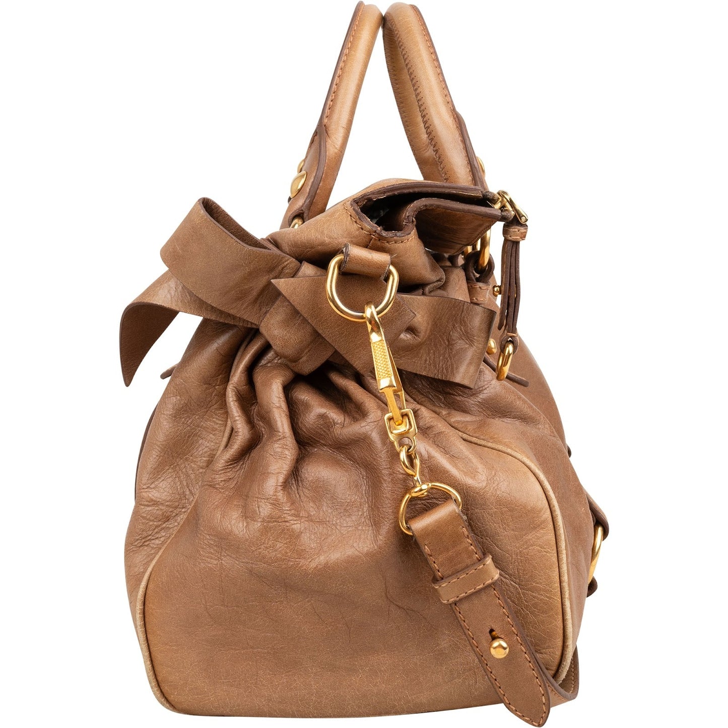 Miu Miu Vitello Lux Leather Bow Bag Handbag