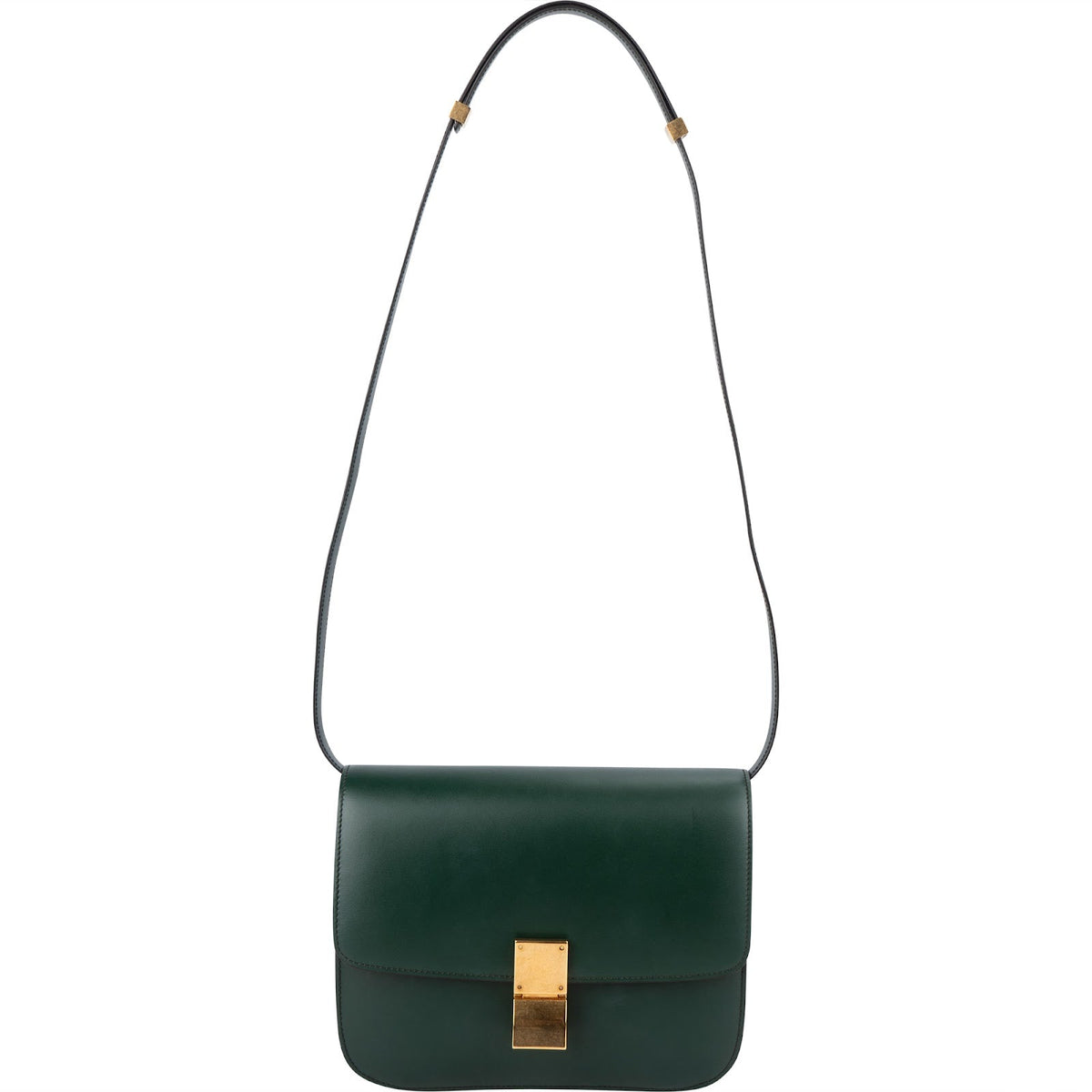 Celine Classic Dark Green Boxcalf Leather Medium Box Crossbody Bag