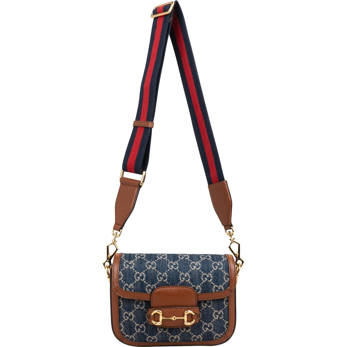 Gucci Monogram GG Denim Horsebit 1955 Shoulder Crossbody Bag