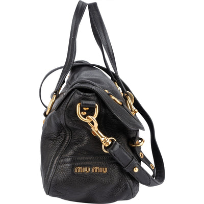 Miu Miu Vitello Lux Leather Coffer Satchel Handbag