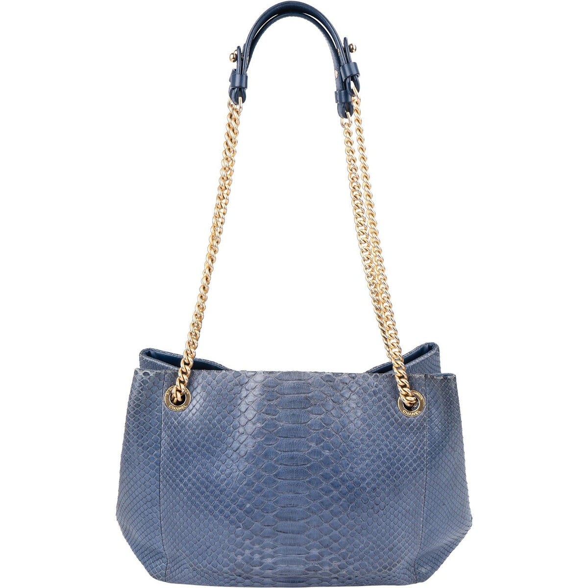 Chanel Bleu Python CC Shopping Tote Shoulder Bag