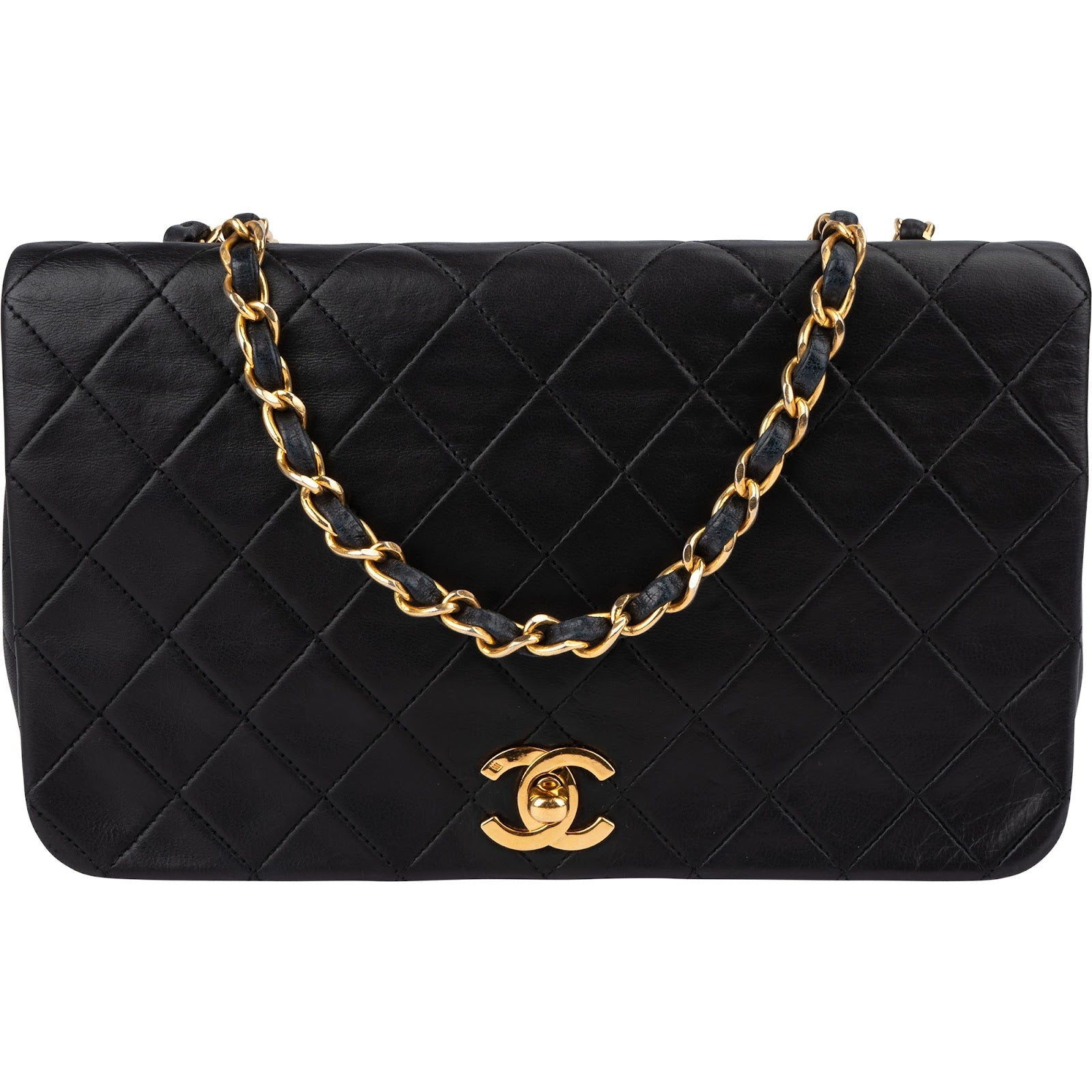Chanel Quilted Lambskin 24K Gold Single Flap Crossbody Bag