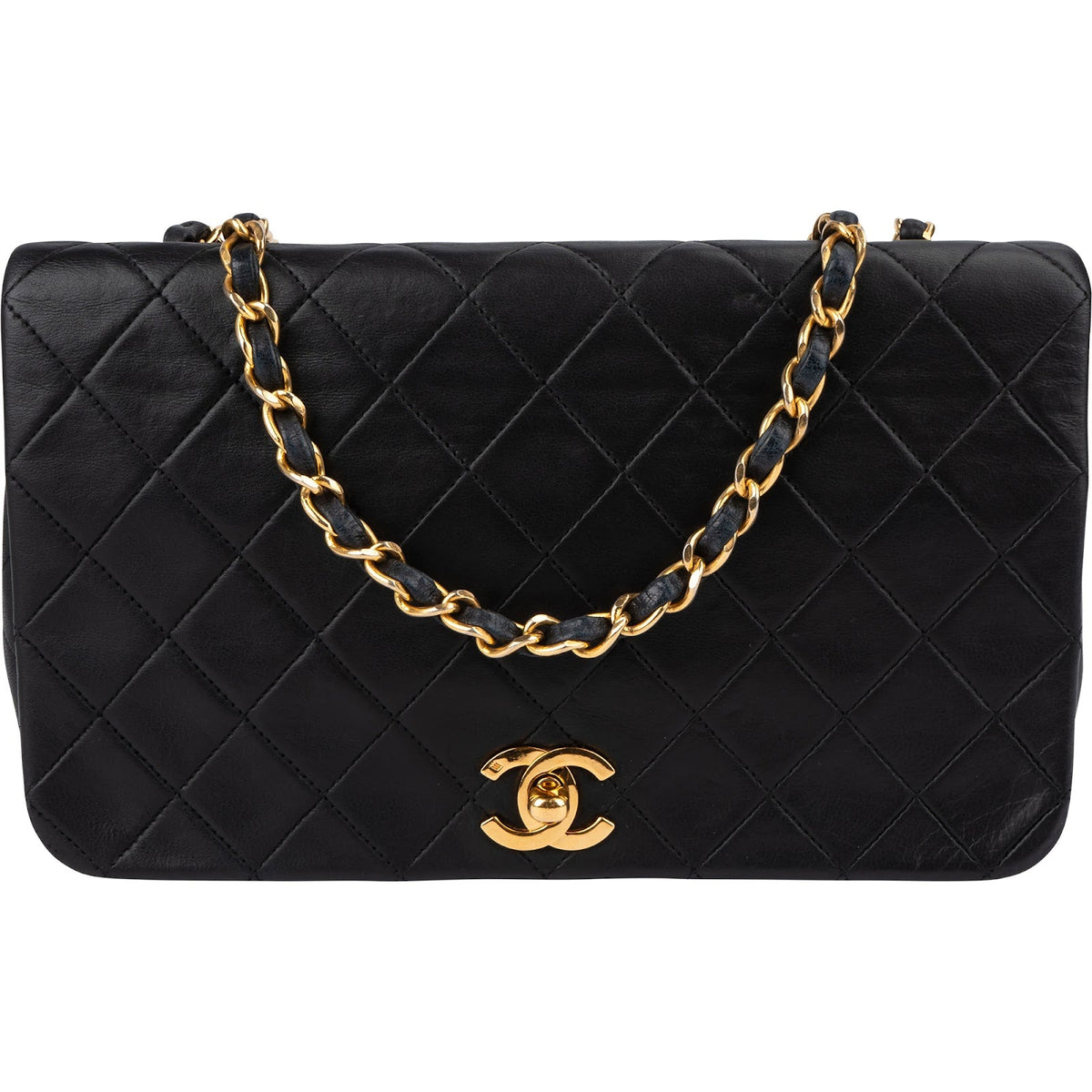 Chanel Quilted Lambskin 24K Gold Single Flap Crossbody Bag