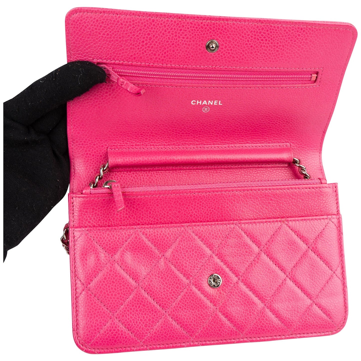 Chanel Quilted Caviar Leather Wallet on Chain Crossbody Bag