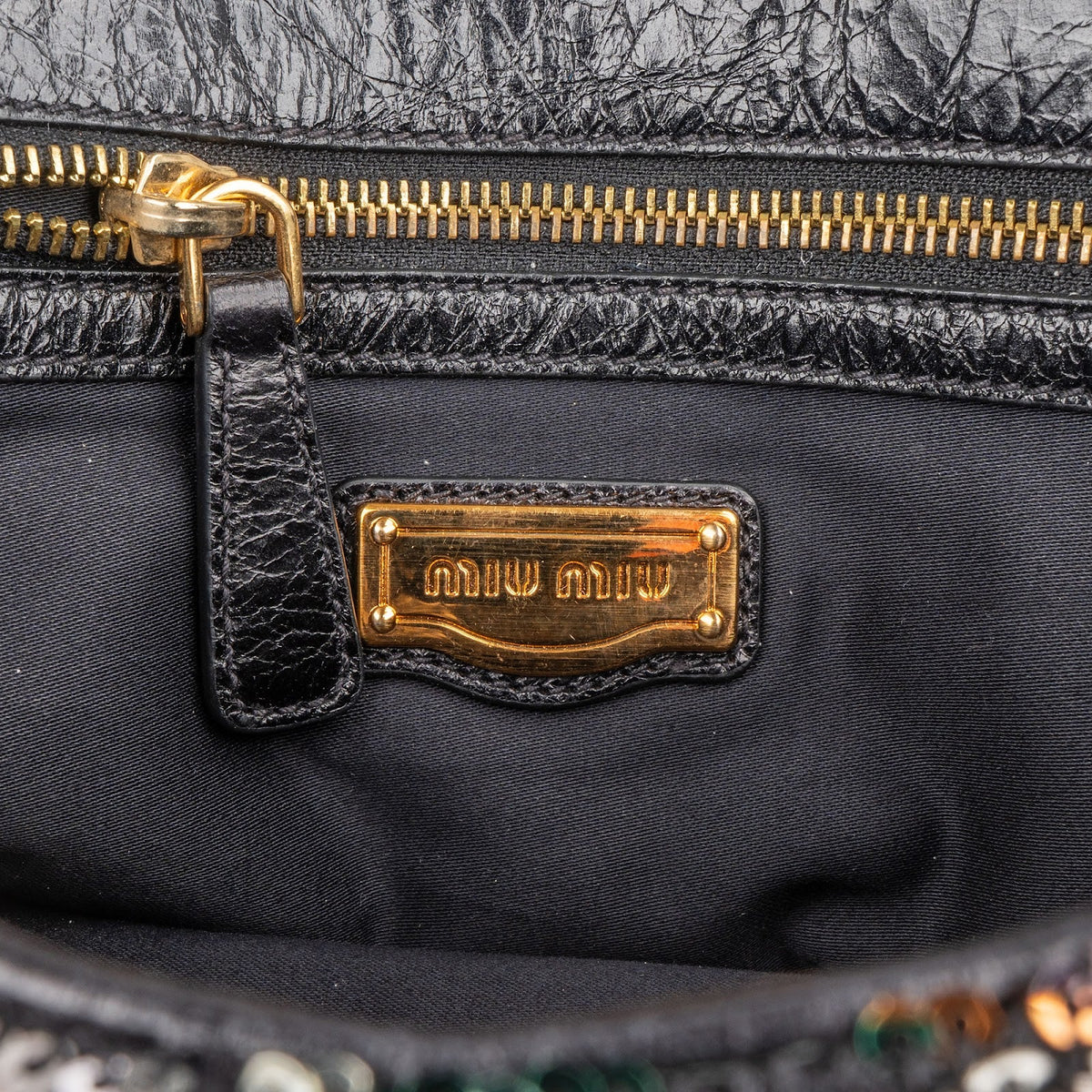 Miu Miu Bicolor Sequin Flap Hobo Shoulder Bag